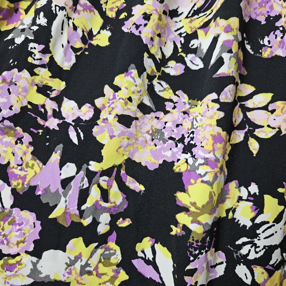 NWT Liz Claiborne black knit top blouse with multicolor orchid floral print XL - Picture 5 of 11